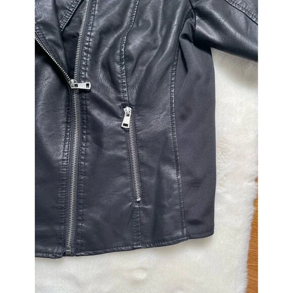 Baccini Sz XL Plus Black Moto Jacket Faux Leather Studded Punk Biker Grunge Rock - Picture 8 of 15